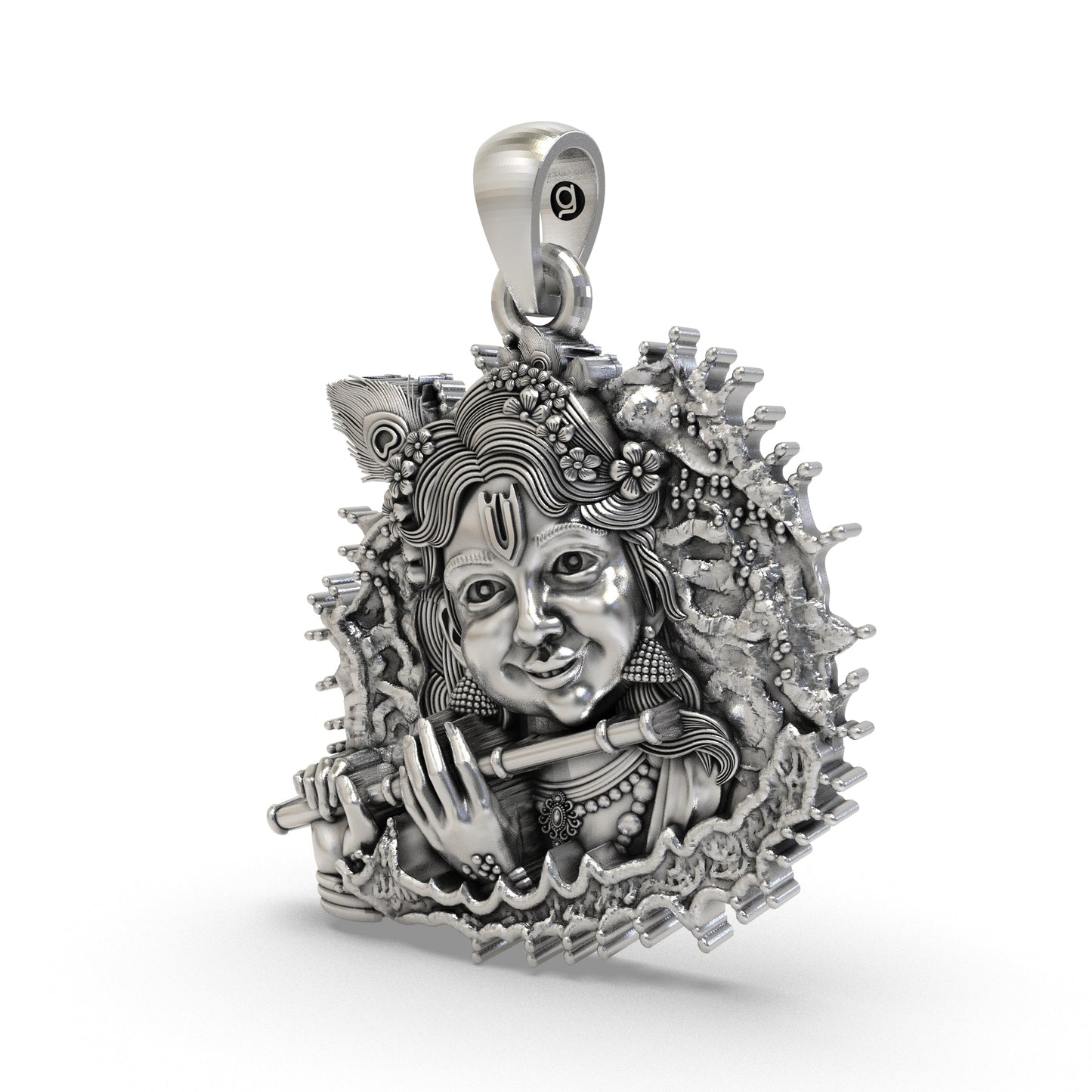 Bal Krishna Flute Pendant in 925 Sterling Silver | Krishna Jewelry for Devotion & Blessings | Handmade Hindu Spiritual Pendant