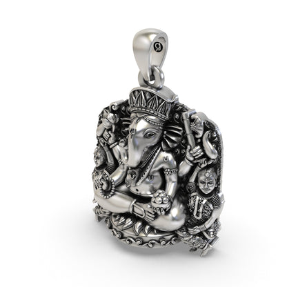 Shree Siddhivinayak Ganapati Pendant 925 Silver | Hindu God Ganesha Locket for Protection, Blessings, Prosperity & Good Luck Jewelry