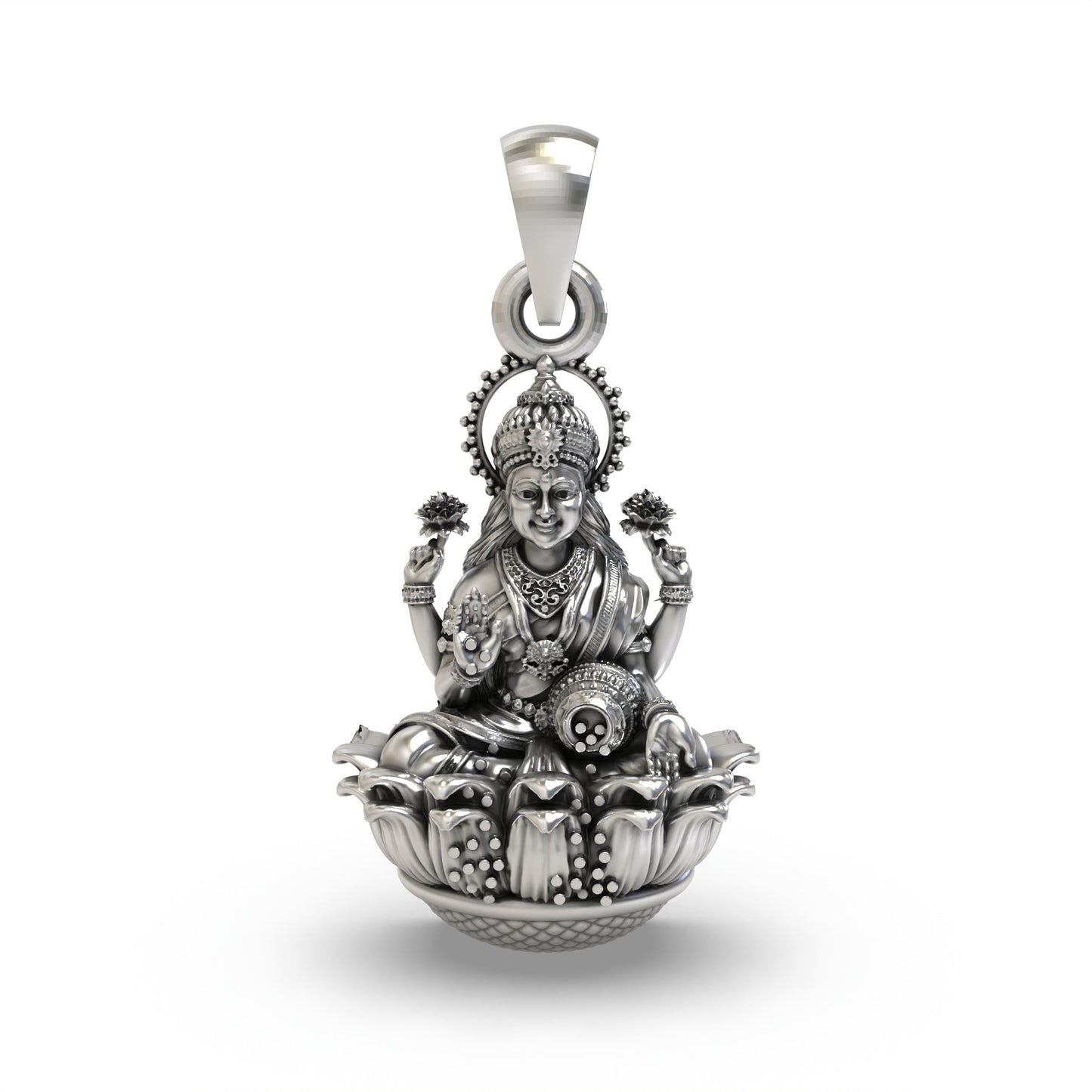 925 Silver Lakshmi Devi Pendant | Goddess of Wealth & Prosperity Jewelry | Handmade Hallmarked Sterling Silver