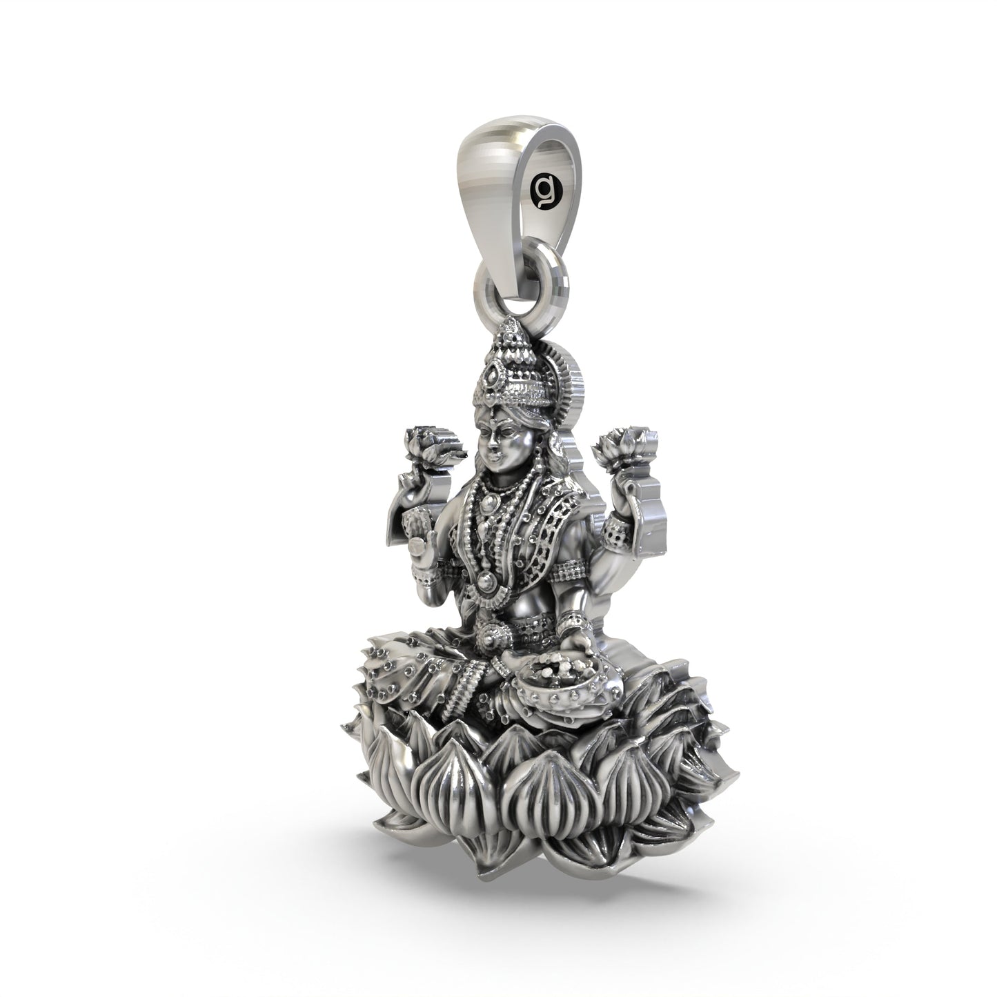 925 Silver Lakshmi Mata Pendant | Handmade Sterling Silver Goddess of Wealth Jewelry | Hallmarked Hindu Spiritual Locket