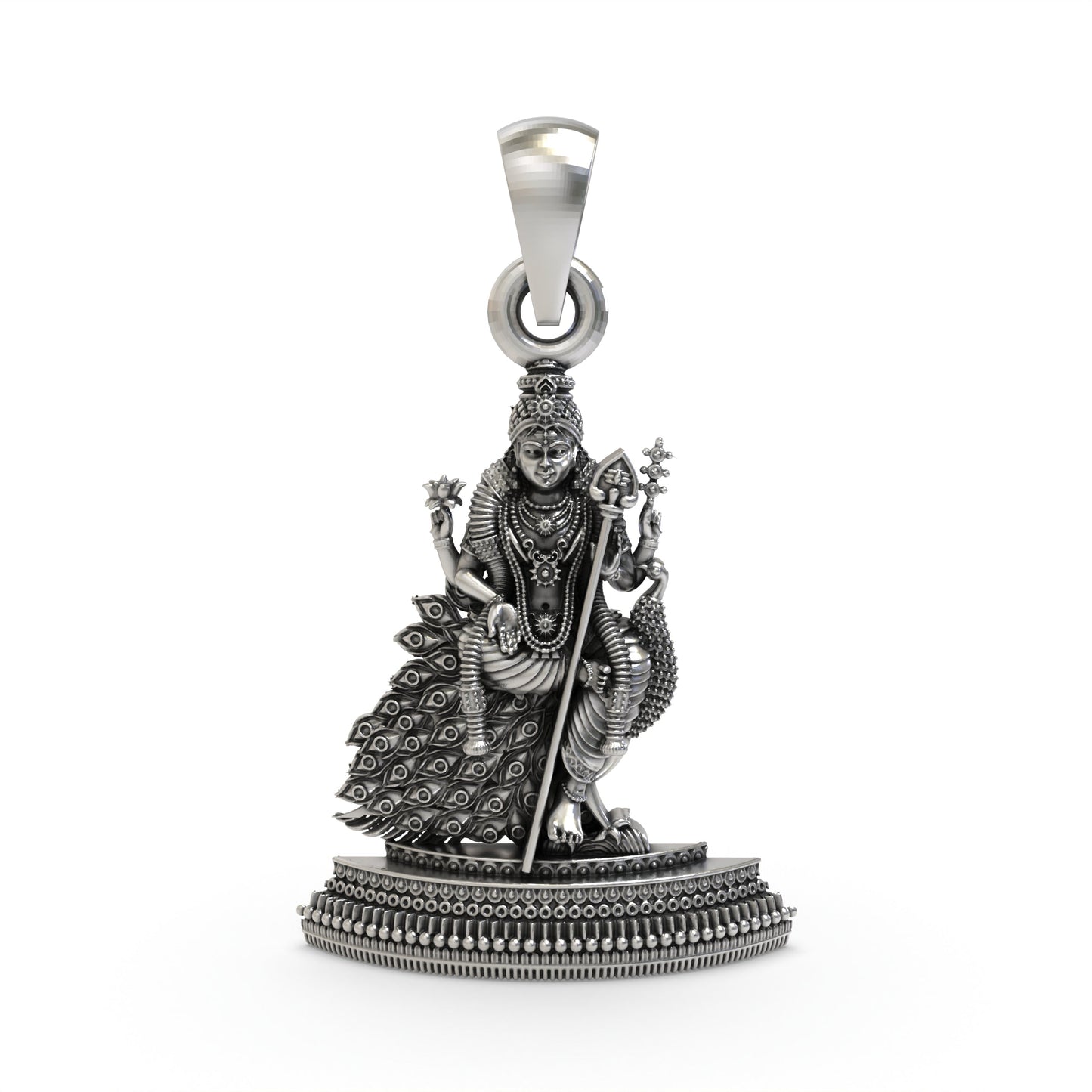 925 Silver Murugan Pendant | Lord Kartikeya Peacock Idol Jewelry | Handmade Hallmarked Sterling Silver