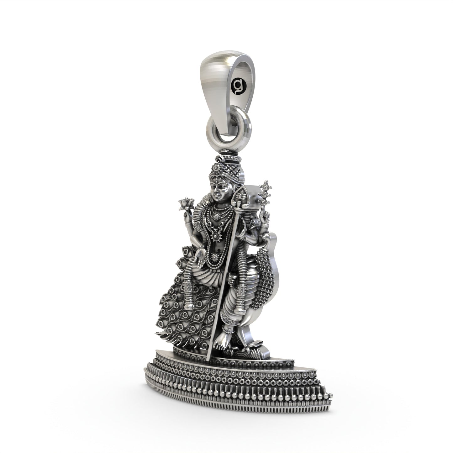925 Silver Murugan Pendant | Lord Kartikeya Peacock Idol Jewelry | Handmade Hallmarked Sterling Silver