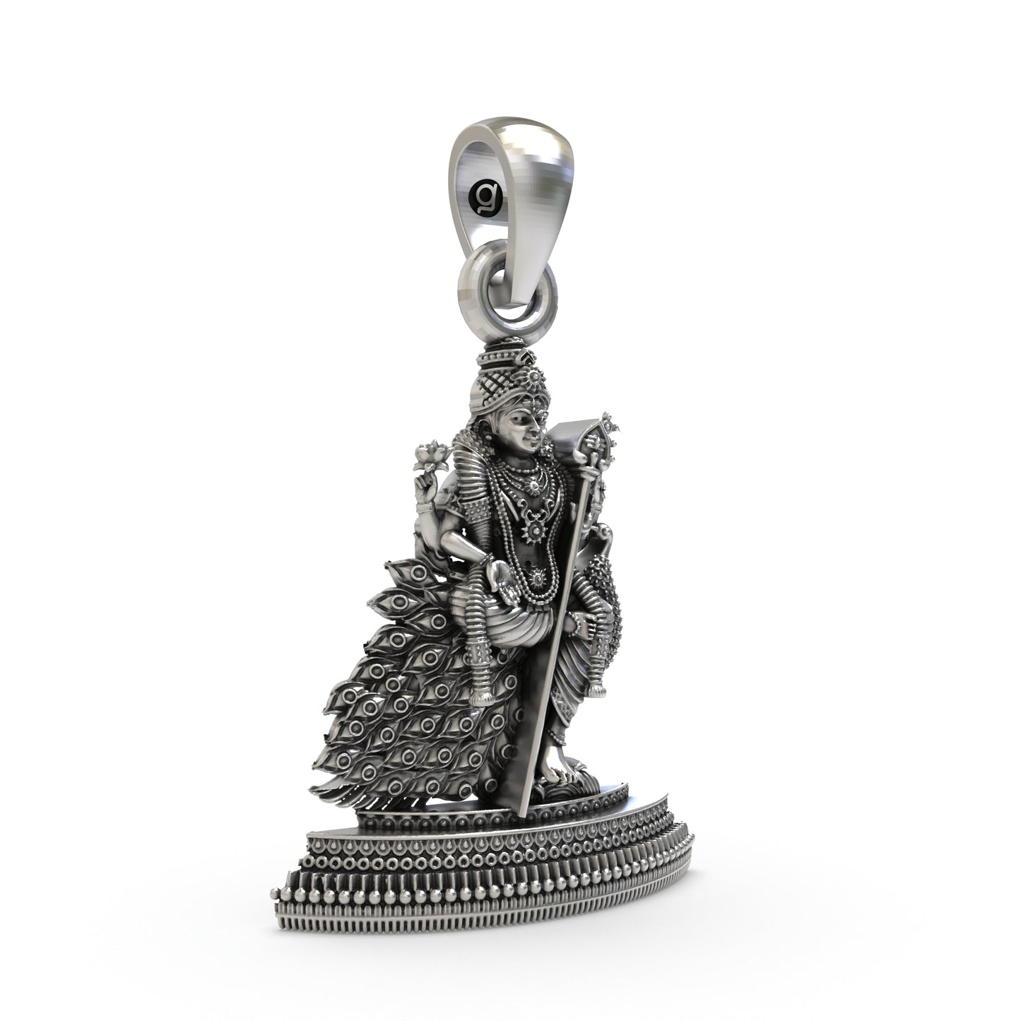 925 Silver Murugan Pendant | Lord Kartikeya Peacock Idol Jewelry | Handmade Hallmarked Sterling Silver
