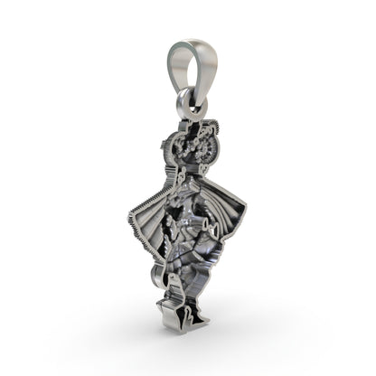925 Sterling Silver Banke Bihari Ji Pendant — Lord Krishna Vrindavan Idol (Tribhangi Pose), Handmade Hallmarked Temple Jewellery