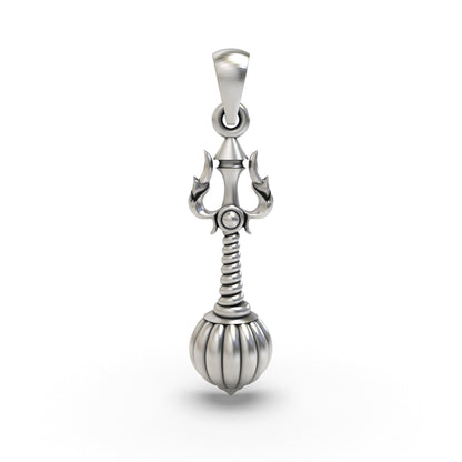 925 Sterling Silver Trishul Gada Pendant — Mahadev Spiritual Temple Jewellery