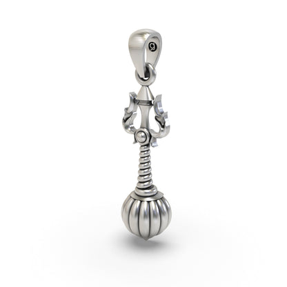 925 Sterling Silver Trishul Gada Pendant — Mahadev Spiritual Temple Jewellery