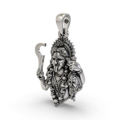 925 Silver Kali Maa Pendant | Fierce Goddess Kali Necklace | Handmade Hindu Spiritual Jewelry | Powerful Protection Amulet
