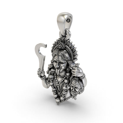 925 Silver Kali Maa Pendant | Fierce Goddess Kali Necklace | Handmade Hindu Spiritual Jewelry | Powerful Protection Amulet