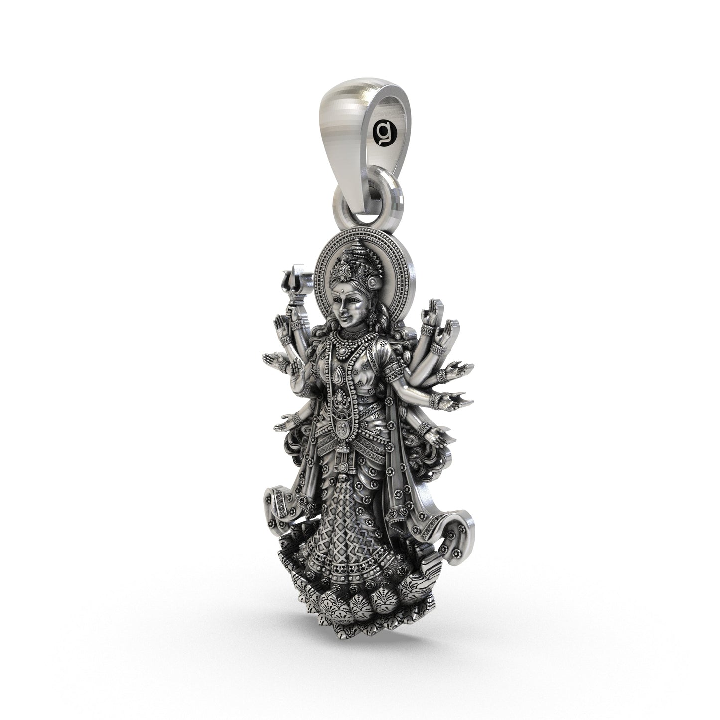 925 Silver Durga Maa (Navadurga) Pendant – Multi-Armed Shakti with Trishul, Antique-Oxidized Handcrafted Temple Jewelry, Navratri Spiritual Gift