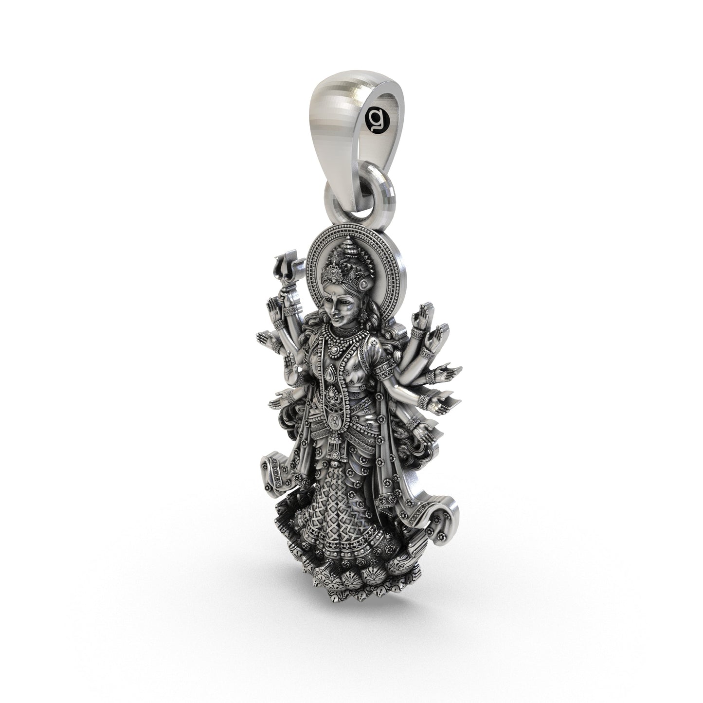 925 Silver Durga Maa (Navadurga) Pendant – Multi-Armed Shakti with Trishul, Antique-Oxidized Handcrafted Temple Jewelry, Navratri Spiritual Gift
