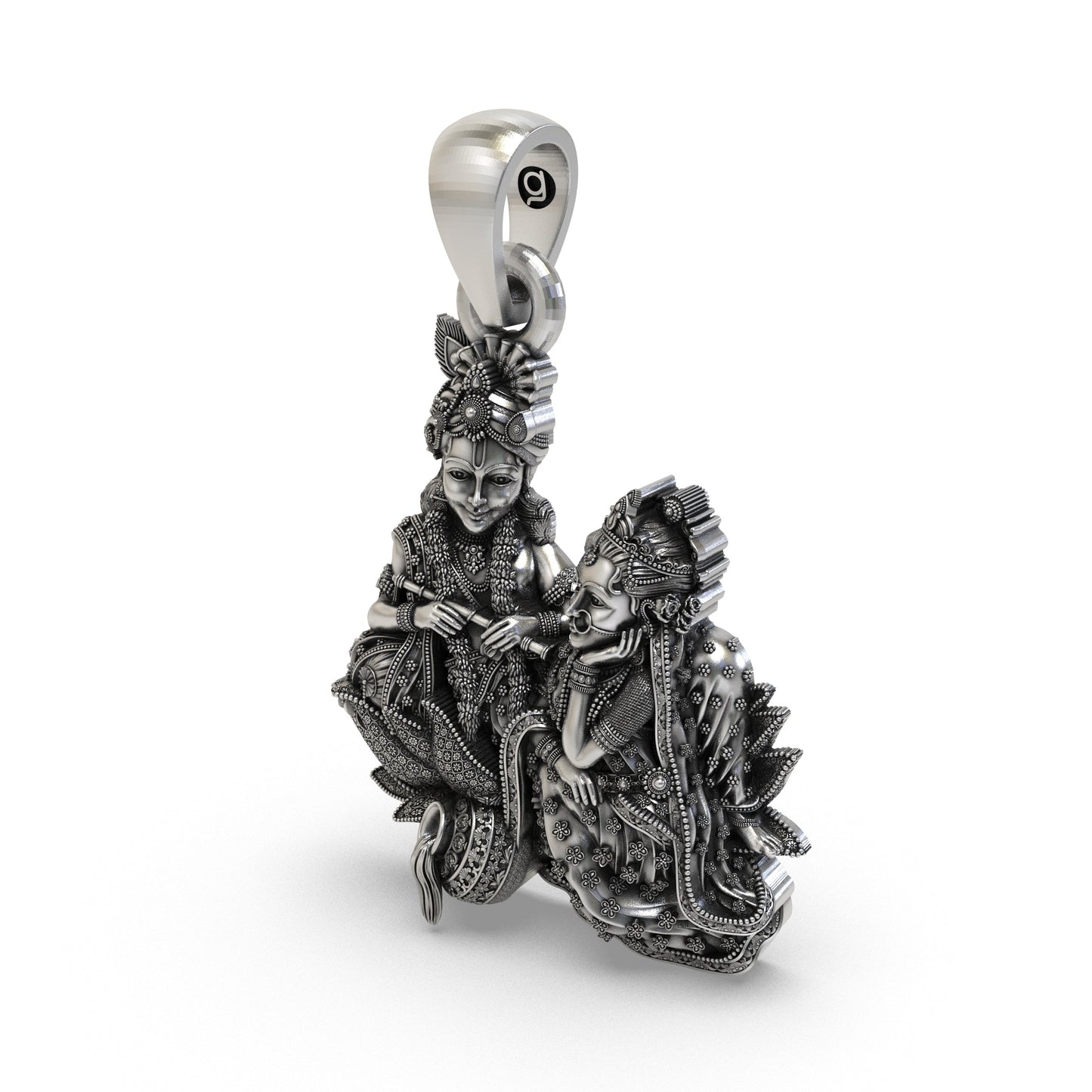 925 Sterling Silver Radha Krishna Pendant – Handcrafted Vrindavan Idol Necklace, Devotional Hindu Jewelry Gift
