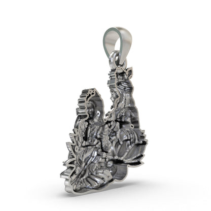 925 Sterling Silver Radha Krishna Pendant – Handcrafted Vrindavan Idol Necklace, Devotional Hindu Jewelry Gift