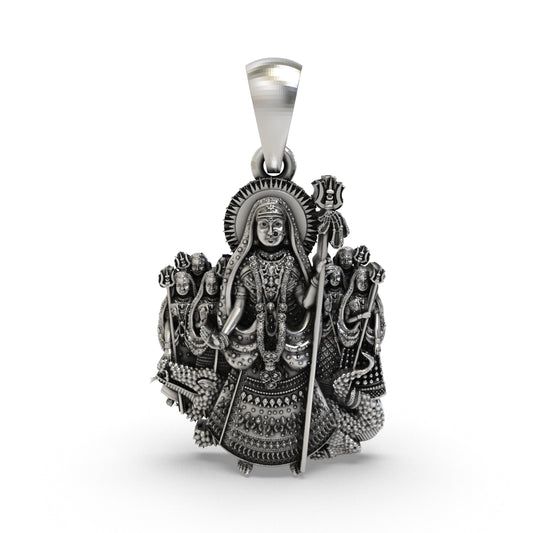 925 Sterling Silver Khodiyar Maa Pendant – Khodiyar Mata with Trishul, Handcrafted Hindu Goddess Idol Necklace, Devotional Jewelry Gift