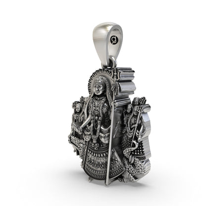 925 Sterling Silver Khodiyar Maa Pendant – Khodiyar Mata with Trishul, Handcrafted Hindu Goddess Idol Necklace, Devotional Jewelry Gift