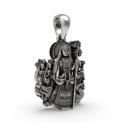 925 Sterling Silver Khodiyar Maa Pendant – Khodiyar Mata with Trishul, Handcrafted Hindu Goddess Idol Necklace, Devotional Jewelry Gift