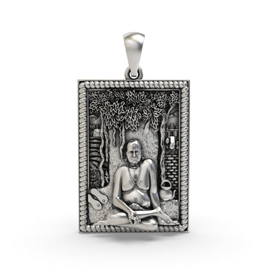 Akkalkot Shree Swami Samarth Pendant 925 Sterling Silver | Spiritual Guru Maharaj Locket Necklace