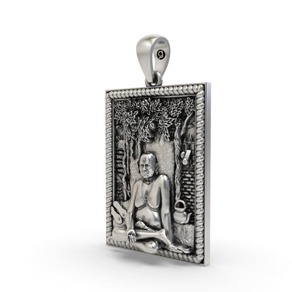 Akkalkot Shree Swami Samarth Pendant 925 Sterling Silver | Spiritual Guru Maharaj Locket Necklace