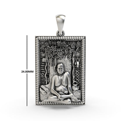 Akkalkot Shree Swami Samarth Pendant 925 Sterling Silver | Spiritual Guru Maharaj Locket Necklace