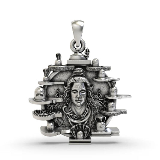 12 Jyotirlinga 925 Silver Pendant for Divine Protection & Blessings