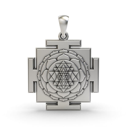 925 Silver Tripura Sundari Yantra Pendant – Sacred Symbol for Prosperity, Beauty & Divine Harmony
