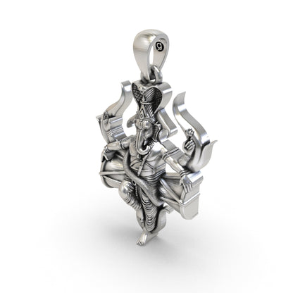 Antique oxidized Dancing Vinayaka pendant in hallmarked 925 sterling silver
