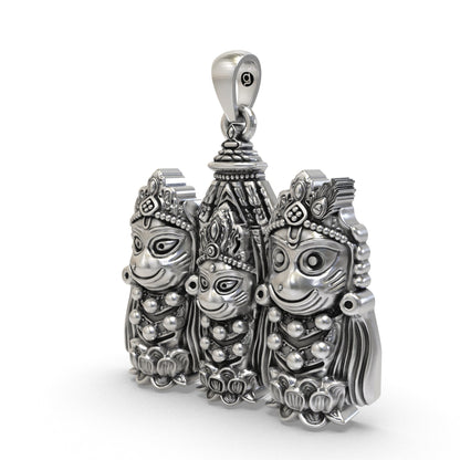 Lord Jagannath Puri silver locket featuring Balabhadra and Devi Subhadra
