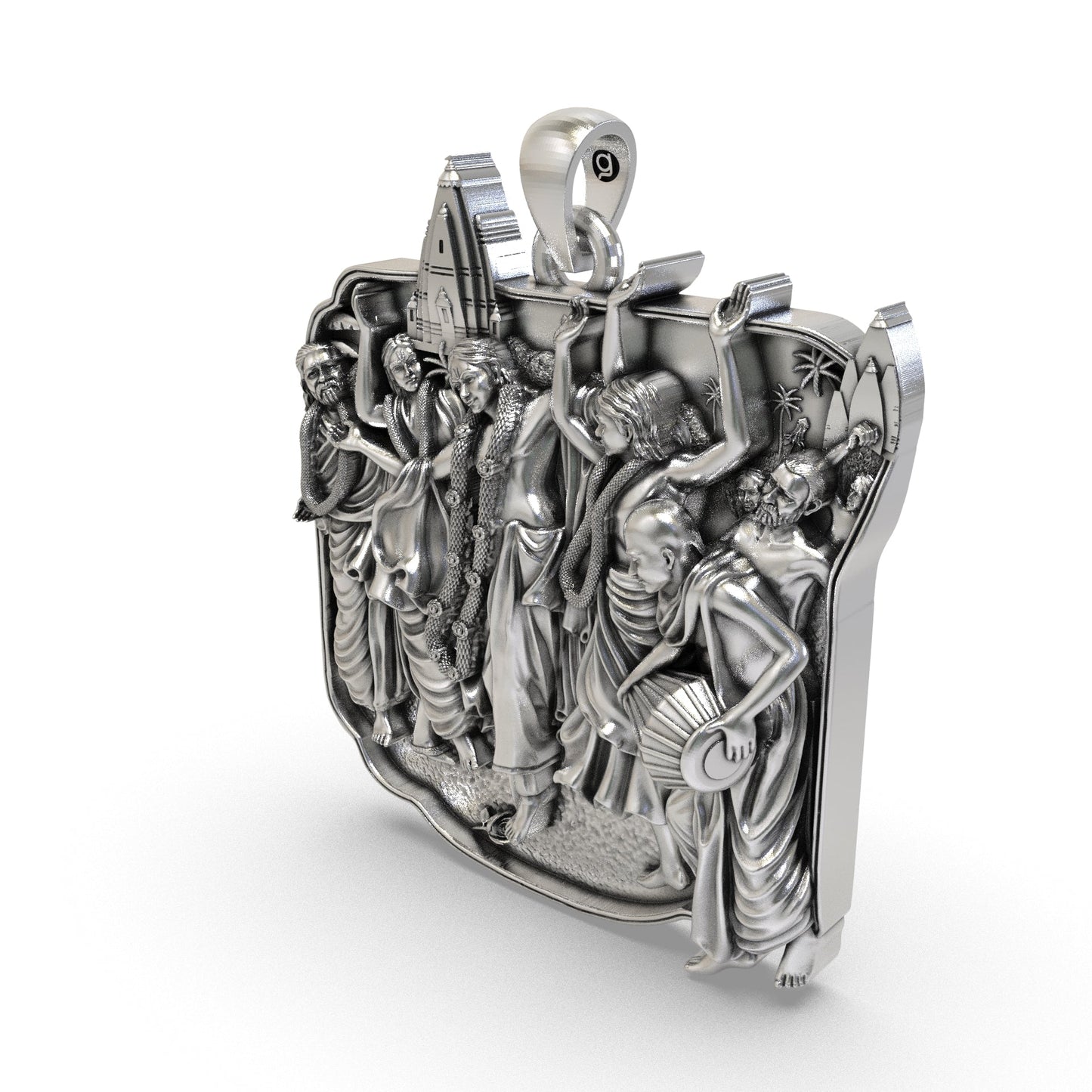 Antique silver Gaura Nitai Sankirtan locket for Hare Krishna and ISKCON devotees