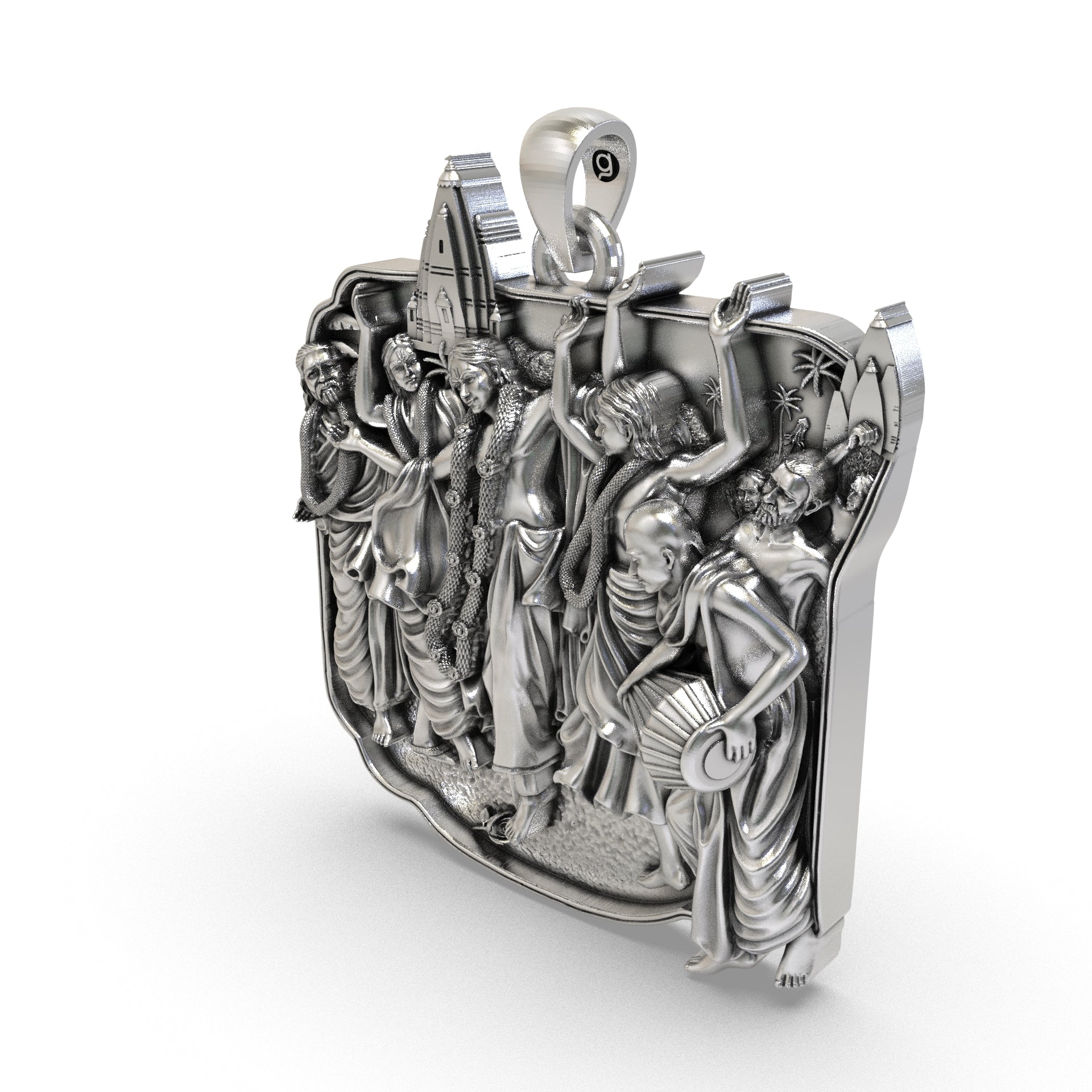 Antique silver Gaura Nitai Sankirtan locket for Hare Krishna and ISKCON devotees