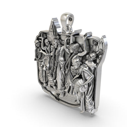 Antique silver Gaura Nitai Sankirtan locket for Hare Krishna and ISKCON devotees
