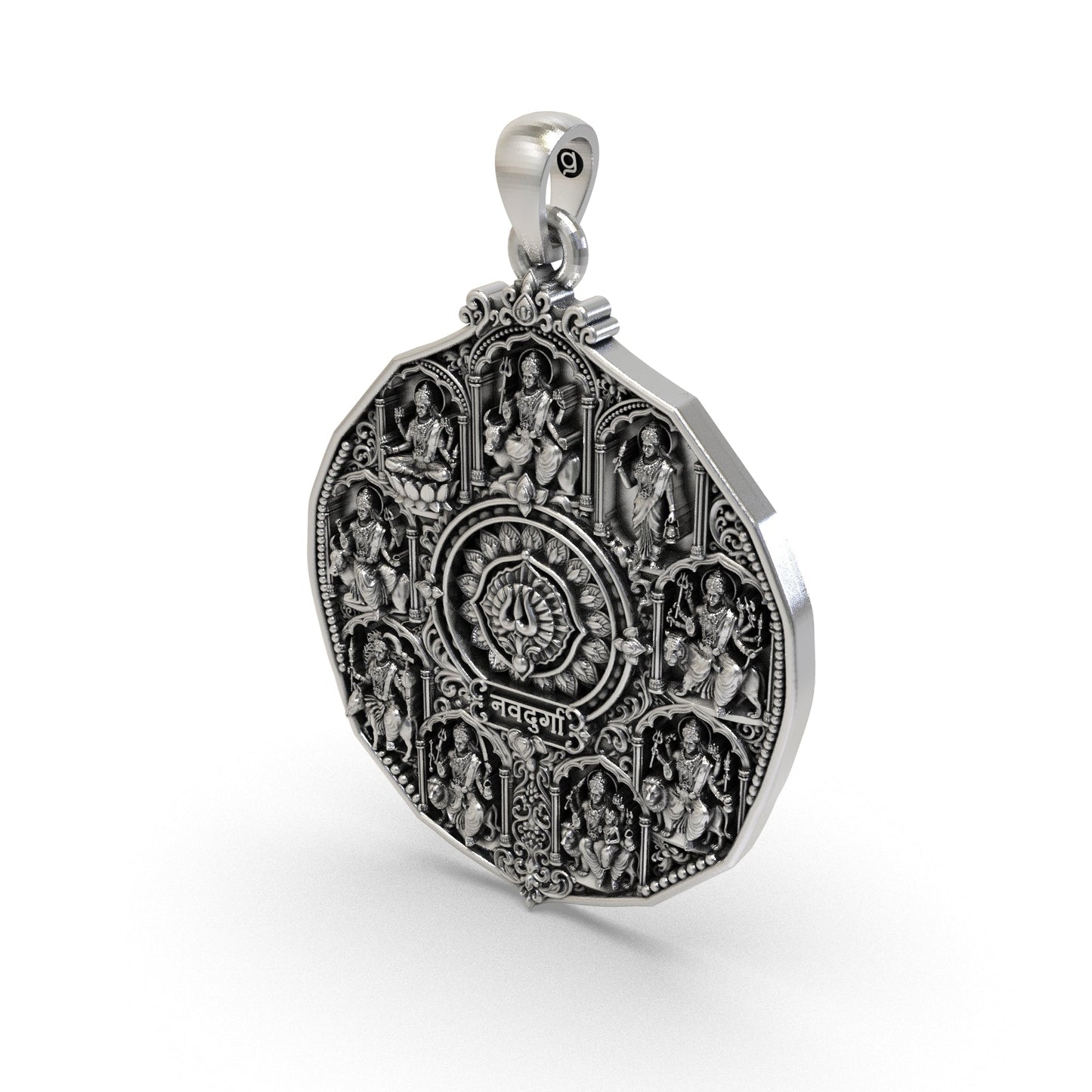 Two-inch Navdurga necklace pendant representing Shailputri to Siddhidatri