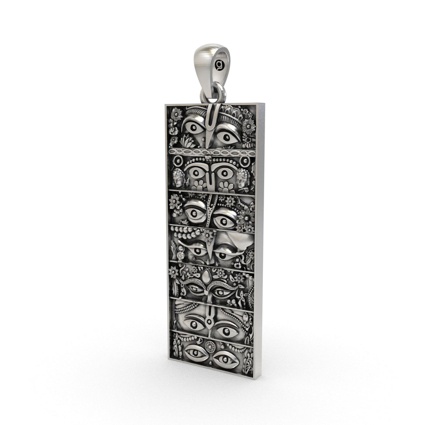 Sapta Swaroop Krishna Darshan locket with seven eye designs, tilaks and floral ornaments
