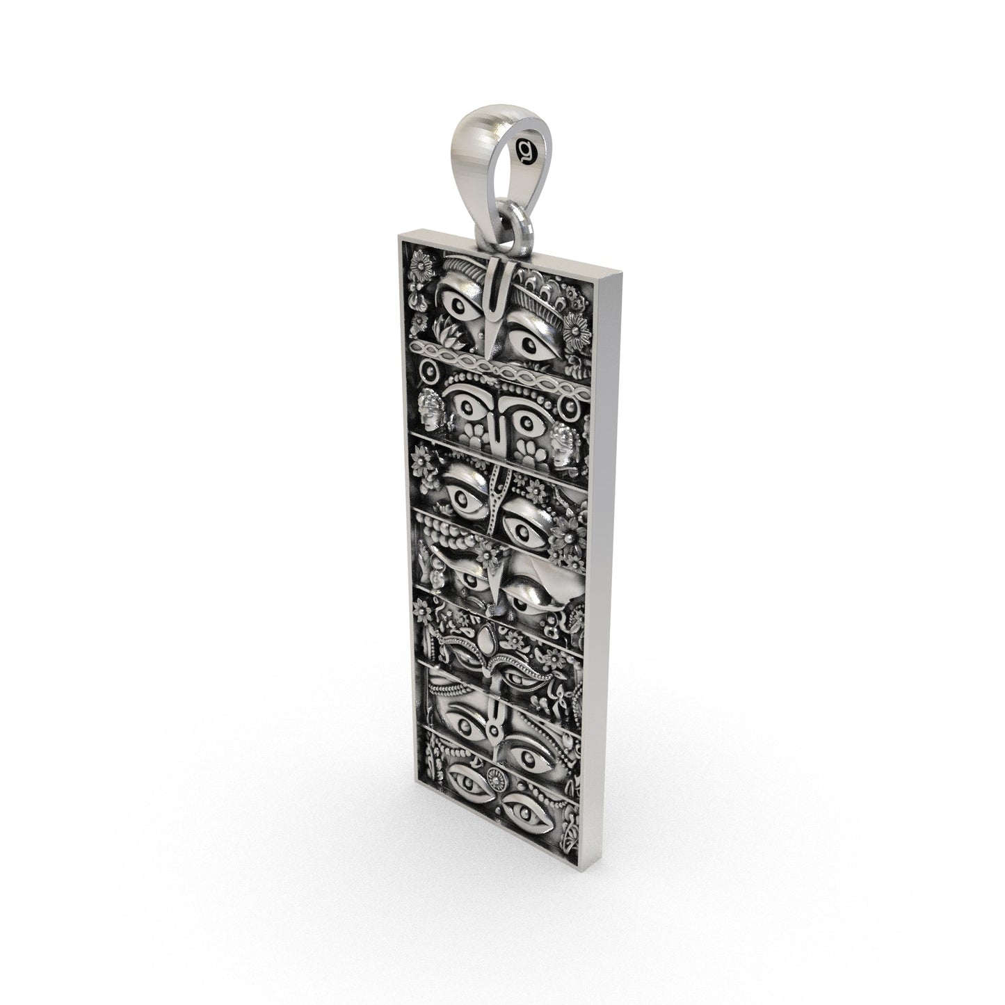 Antique silver seven forms of Lord Krishna necklace pendant for Vaishnav devotees