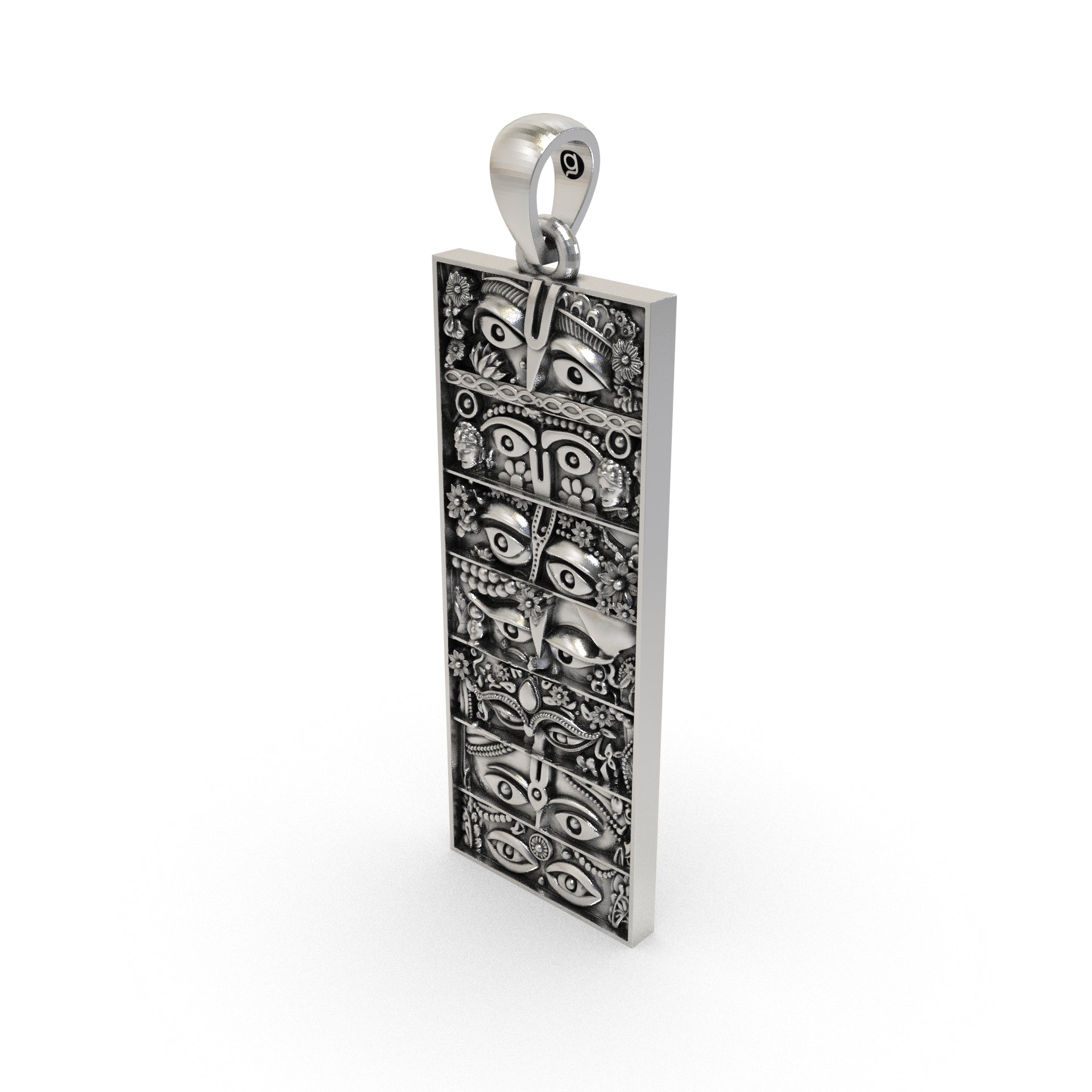 Antique silver seven forms of Lord Krishna necklace pendant for Vaishnav devotees