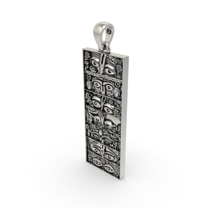 Antique silver seven forms of Lord Krishna necklace pendant for Vaishnav devotees