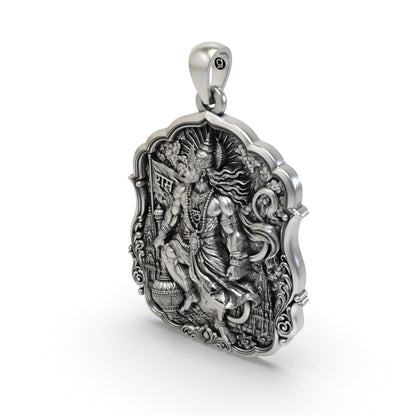 Antique oxidized Veer Hanuman locket symbolizing strength, protection and devotion to Shri Ram