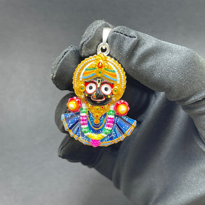 925 Silver Jagannath Pendant with Colorful Enamel | Handmade Meenakari Work | Devotional Jewelry