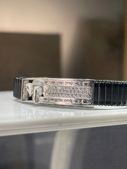 Lord Ganesha Bracelet for Men | 925 Silver Black Kada with Ganpati Design | Spiritual Protection & Good Luck Jewelry