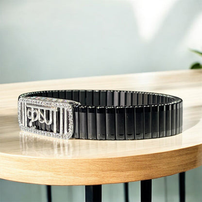 925 Silver Krishna Bracelet | “Krishna” Text Motif with Iced Border