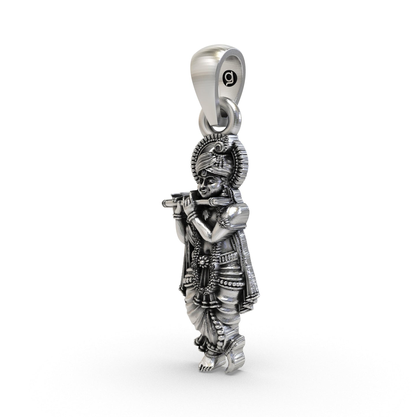 925 Silver Krishna Pendant | Sterling Silver Hindu God Vishnu Necklace, Vaishnav Spiritual Jewelry for Men & Women
