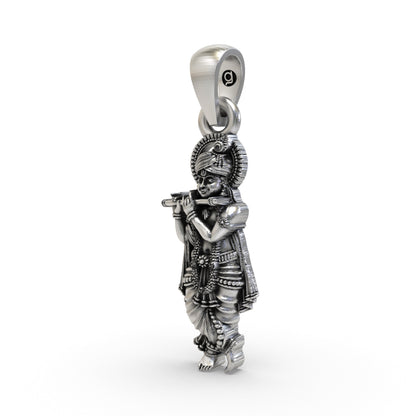 925 Silver Krishna Pendant | Sterling Silver Hindu God Vishnu Necklace, Vaishnav Spiritual Jewelry for Men & Women