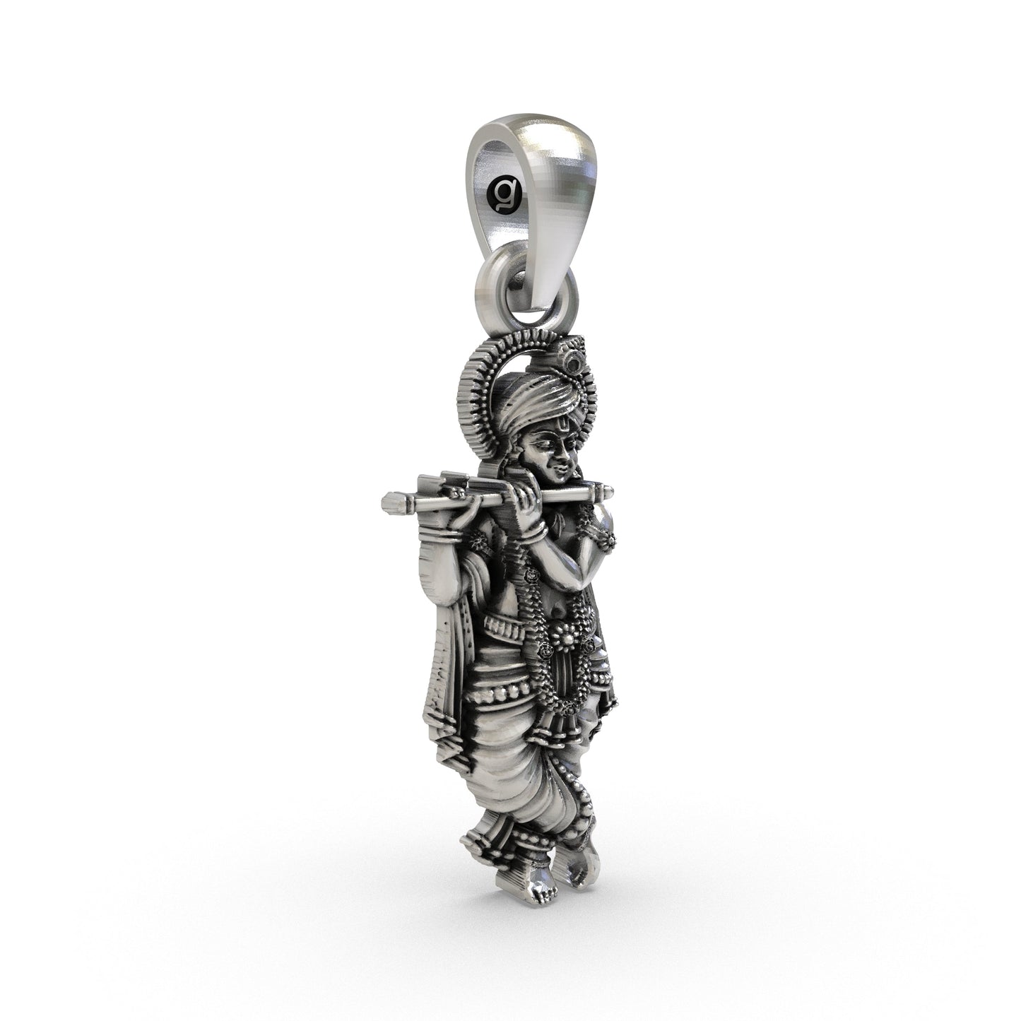 925 Silver Krishna Pendant | Sterling Silver Hindu God Vishnu Necklace, Vaishnav Spiritual Jewelry for Men & Women