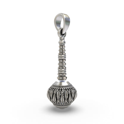 925 Silver Hanumanji Gada Pendant – Divine Strength, Protection & Spiritual Power Amulet