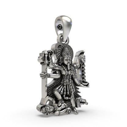 925 Sterling Silver Adya MahaKali Pendant | Kali Maa Necklace | Protection & Strength