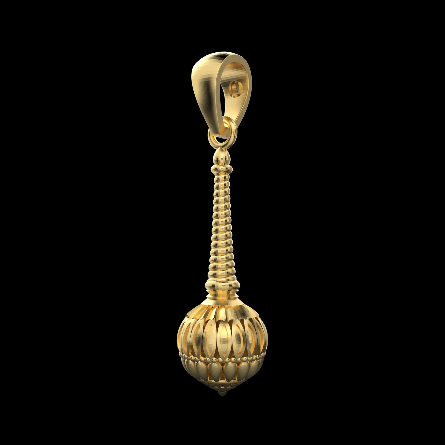 18K Gold Vermeil Gada Pendant – 925 Silver Temple Jewelry | Symbol of Strength, Courage & Devotion