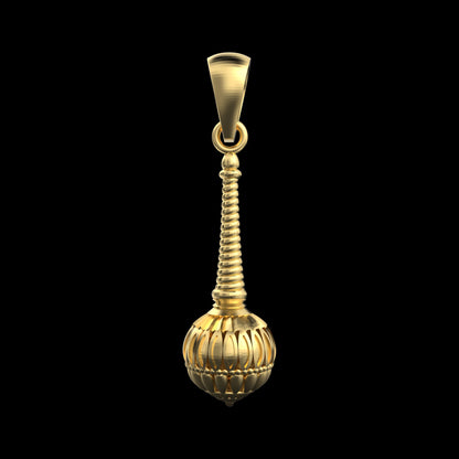 18K Gold Vermeil Gada Pendant – 925 Silver Temple Jewelry | Symbol of Strength, Courage & Devotion